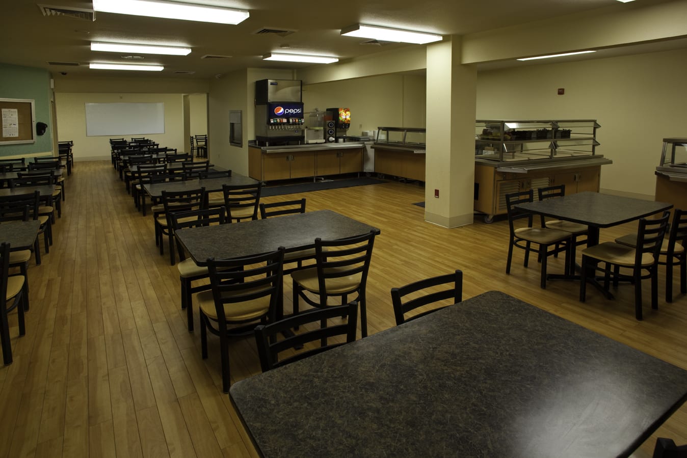 Empty dining area at Willow Springs Center